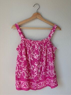 J.Crew Button-Front Tank in Tiny Rosebud Pink Floral Print Woman’s Sz XS